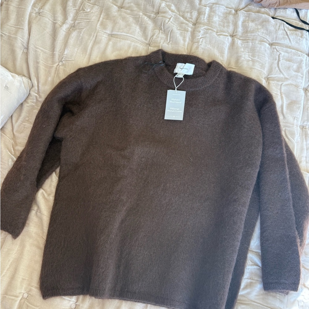 H&M Mohair Wool Blend Sweater in Brown